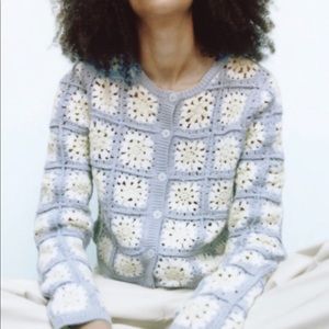 Hand Knit Crocheted Sweater 